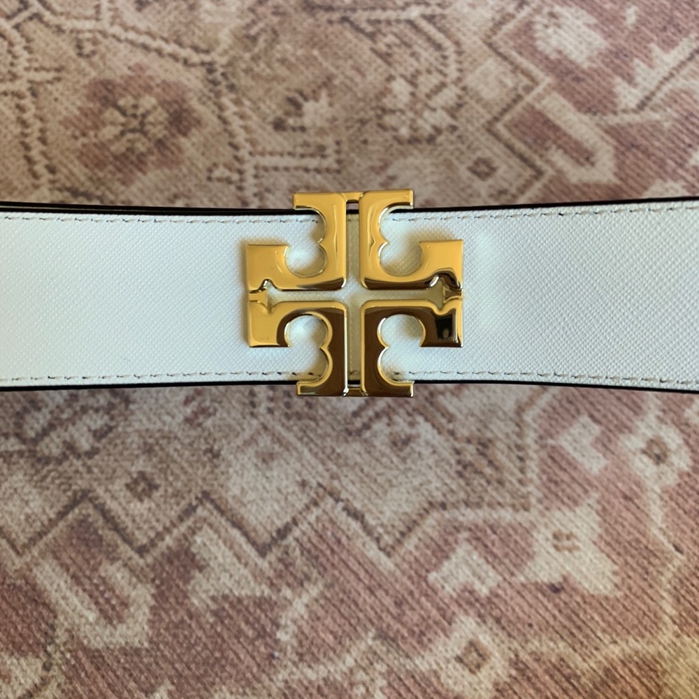 Tory Burch reversible black and white leather belt